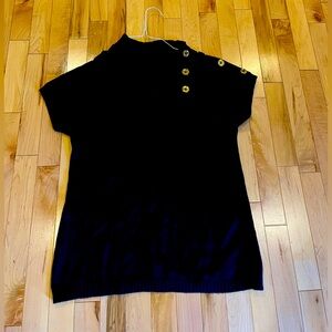 MICHAEL KORS Black Ribbed Knit Shortsleeved Sweater Size Medium